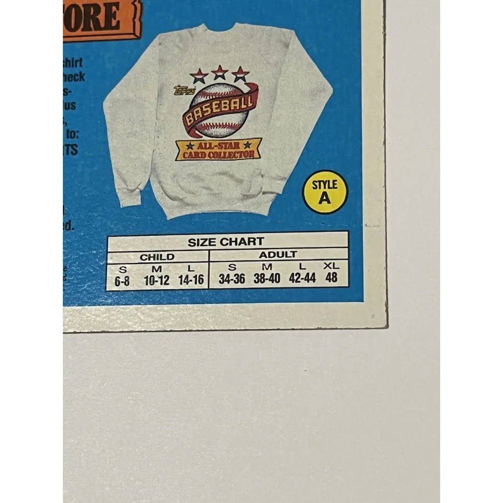 1989 Topps Baseball Promo Card Sweatshirt Offer - Picture 5 of 6